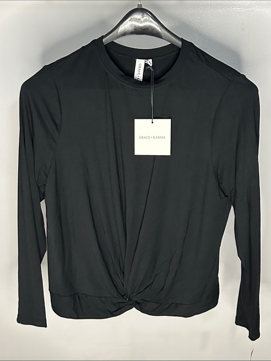 Tops - Grace and Karma Black Long-Sleeve Twist Front Top
